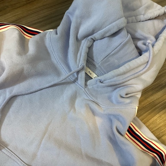 Aritzia Light Gray Hoodie with Striped Sleeves - Picture 2 of 3